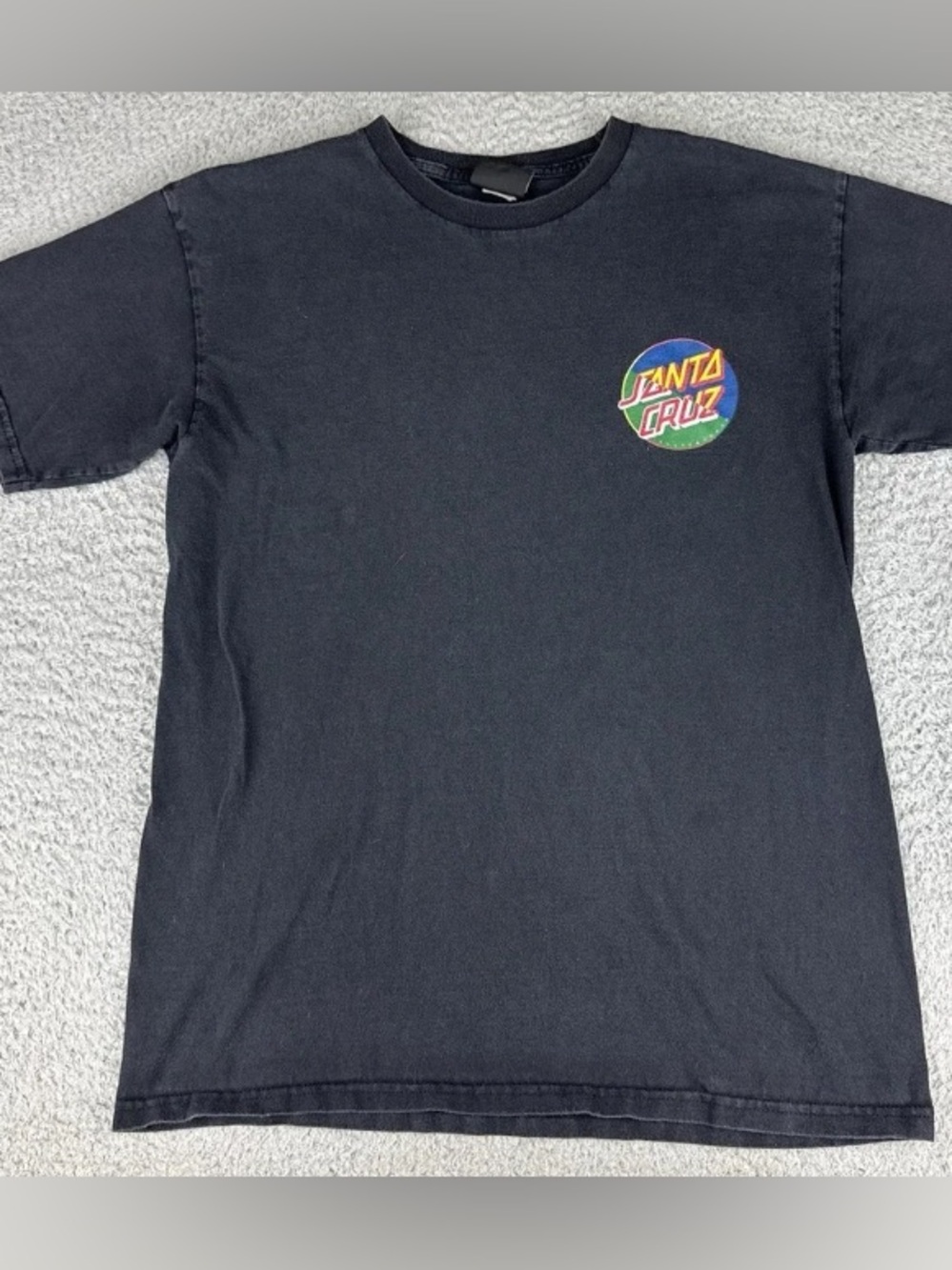 Santa Cruz Skateboards Black Tee with Multicolor Circular Logo